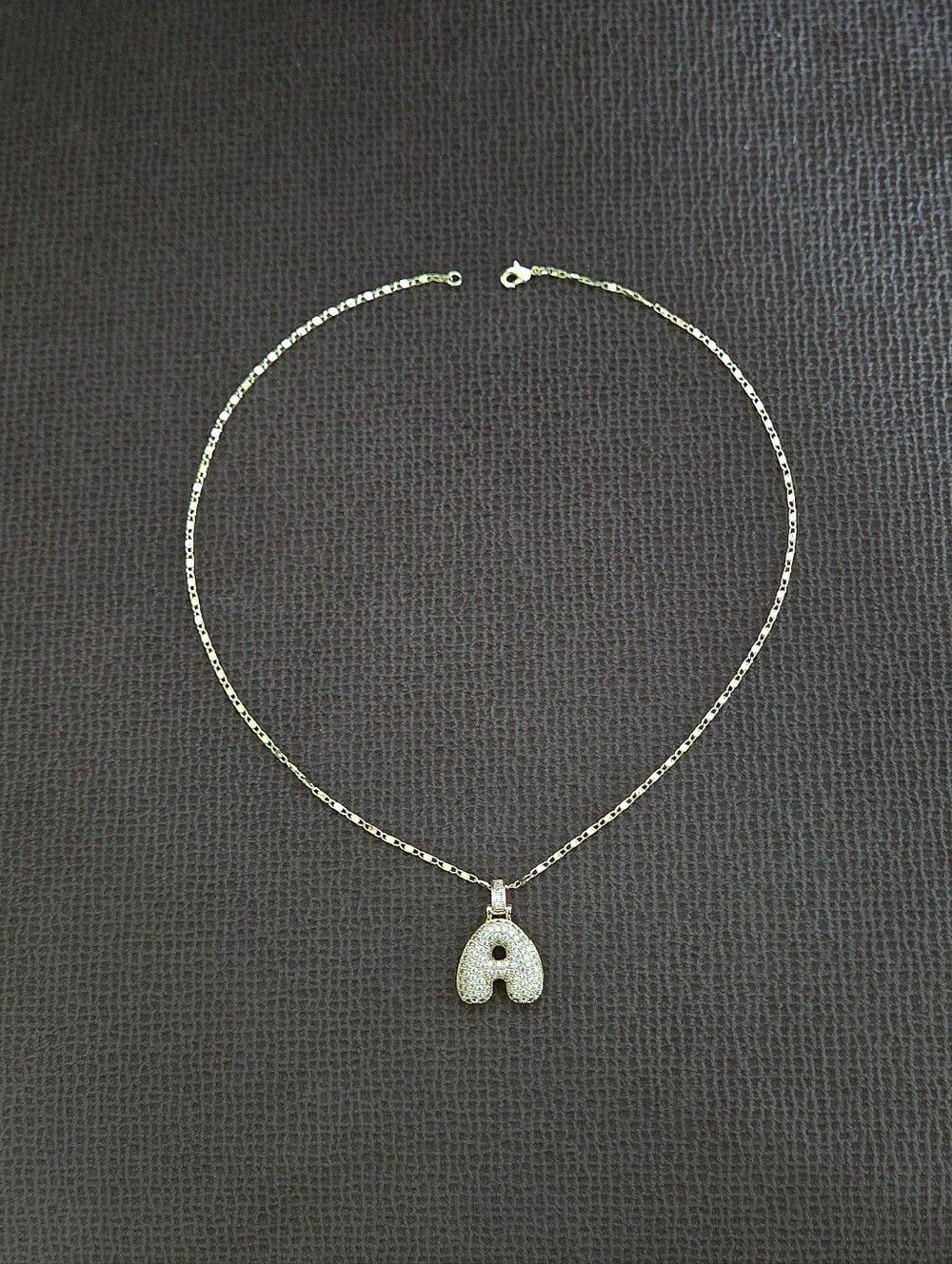 Gemelli👭 Puffy Pave Cubic Zirconia💎 Letter "A" Initial Pendant Necklace